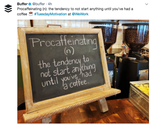Example of social media post from Buffer showing strong brand personality.